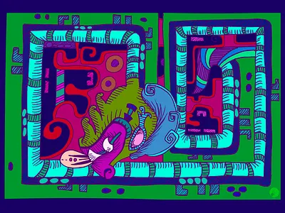 Aztecs vibe 2d art aztecs blue character design illustration lineart monster photoshop snake