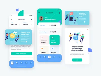 Financial App with jumeneng illustrations app branding design emptystate exploration finance app financial icon illustration popup save money ui ux