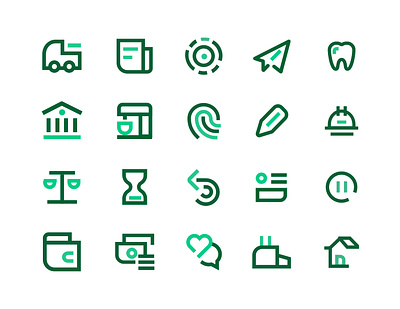 Icons fintech flat green icon icon set iconography illustration two tone ui ux vector website