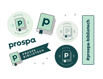 Prospa Bibliotech book bookclub branding club design fintech flag green illustration lockup lockups logo pack prospa ribbon stamp sticker stickermule stickers vector