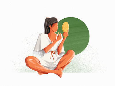 Exploring character explore find girl illustration lipstick makeup minimal model modern self vector woman illustration
