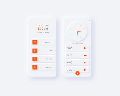 Alarm clock app app design flat illustration minimal ui ux vector web website