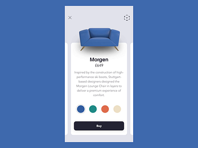 Furniture Shopping - AR View 3d aftereffects animation ar augmentedreality c4d chair design ecommerce furniture gif shopping ui ux
