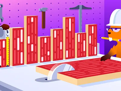 Log-Based Metrics beavers geometric gradient illustration illustrator logging logs metrics perspective saw table vector workshop