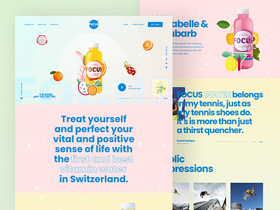 FocusWater Landing Page - ReDesign app dashboard drinks focus focus water hero homepage illustration landing landing page product landing redesign search store store finder vitamin water web web design website