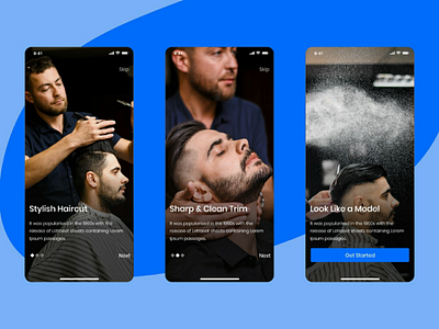 Salon App - Walkthrough Screens colors hair hairstyles hairstylists ios app mobile app onboarding salon ui ux walkthrough walkthrough screen