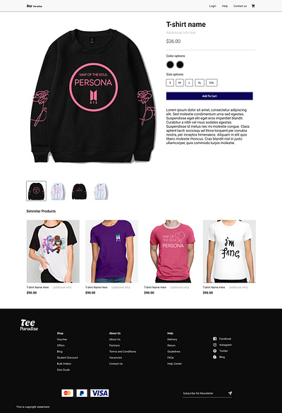 Online Tee shirt retailer- Template figma online store shopping cart tee shirt retailer web web design web template webapp webdesign