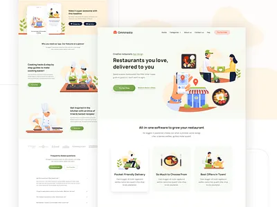 Modern Illustration for Restaurant and Food design flat food foodie homepage illustration illustrations landing page restaurant ui vector webdesign website website design