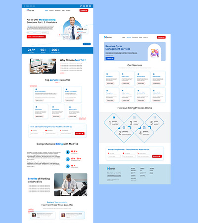 Medical Billing Website home page inspiration landing page medical billing website services page uiux website design