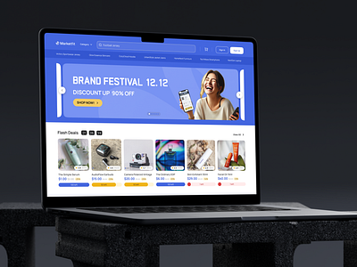 Marketfit - Ecommerce Website UI Kit | Homepage 🖥️ app branding design ecommerce landing page marketplace minimalist popular trending typography ui ux vector