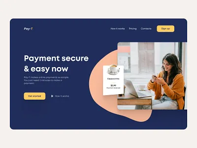 Landing Page For Payments design dribbble figma flat landingpage minimal navy blue pay payment app payments ui uidesign ux web
