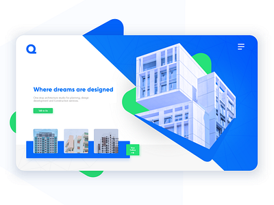 UI Design | Q Architecture Studio architecture branding building city city illustration cityscape clean clean ui home illustration landing page modern modern house real estate realestate redesigned ui ux web design website