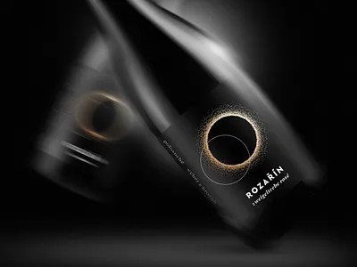 Rozařín viticulture drawing gold label logo logotype luxury wine minimalist sun visual style wine bottle wine labels