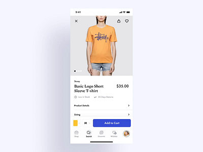 product details animation clothing fashion fashion app figma interaction ios mobile app principle product product card product page ui ux visual design