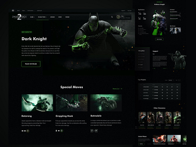 Injustice 2 - Character's Page Redesign batman black character dark knight dc game green injustice inspiration interface joker landing landing page superhero superman ui ux web design xbox