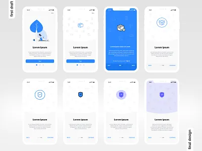 onboarding screen | visual design process adobe xd android android app android app design blue creative design design process ios iterations oboarding onboarding screen onboarding screens process ui