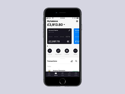 “Spend” tab — transactions list app banking concept design icons illustrations interactions interface ios list mobile principle for mac sketch ui ux