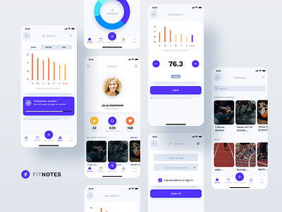 FitNotes for iOS app calories chart fit fitness health ios purple training workout workout app