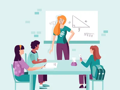 Teacher Illustration blue branding charity donations gradient illustration illustrator learning math purple school science students teacher webdesign website websites