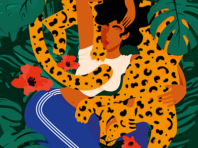 SAVAGE feline graphic art graphic design illustration inspiration leopard vector woman illustration