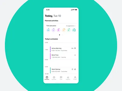 Day Habits Smart Assistant App Calendar Page activities assistant calendar clean design habits interface ios mobile product design productivity schedule tracker ux ui