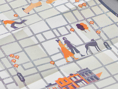 Fitzroy & Collingwood Map design illustration illustrator map map design melbourne risograph