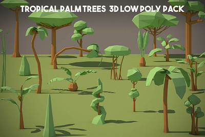 Free Tropical Palm Tree 3D Low Poly Pack 3d 3d art free gamedev low low poly low poly lowpoly lowpolyart palm tree tropical