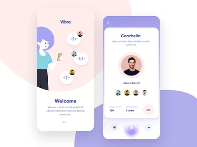 Vibra - walkie talkie app app chat clean clean ui communication ios iphone light mobile talk ui walkie talkie walkietalkie