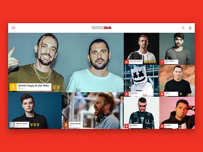 TOP100Djs clean concept creation dashboard design dj interaction interface minimalism ui ux website xd
