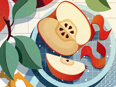 Apple apple digital editorial folioart food health illustration maite franchi snack