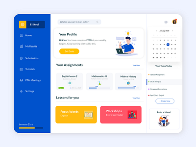 Dashboard application for Student Portal - Full View dashboard design dashboard ui design portal ui uidesign ux