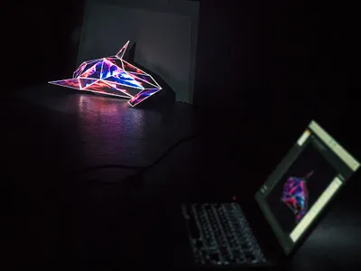Projection Mapping Tests after effects animation art concert visuals design exhibition design installation art light macbook millumin motion graphics paper craft photo photography photoshop projection mapping projector resolume whale