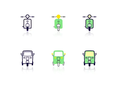 Vehicle icons auto rickshaw flat illustration icon icon set icon styles scooter ui vehicles