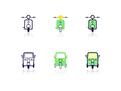 Vehicle icons auto rickshaw flat illustration icon icon set icon styles scooter ui vehicles