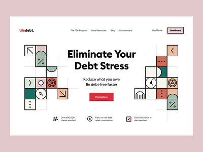 tiledebt: landing page budget credit customer service dashboard debt e finance finance financial services fintech landing landing page product design product page site web web design web site webdesign website