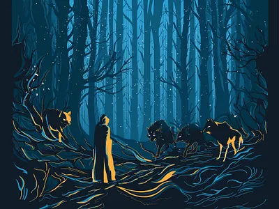 Dark Night Vector dark forest gothic horror illustrator movie art vector wolf wolfempire