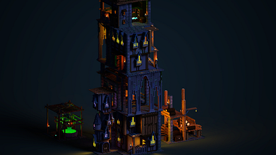 Victorian tower level design magica voxel magicavoxel voxel