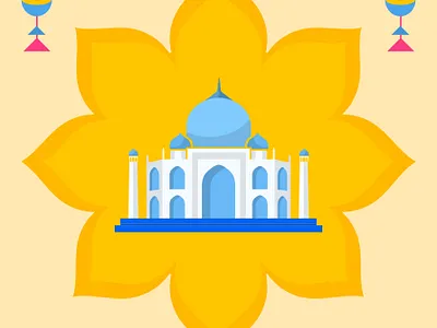 Lotus Taj Mahal Poster flatdesign poster tajmahal traditional yellow yellows