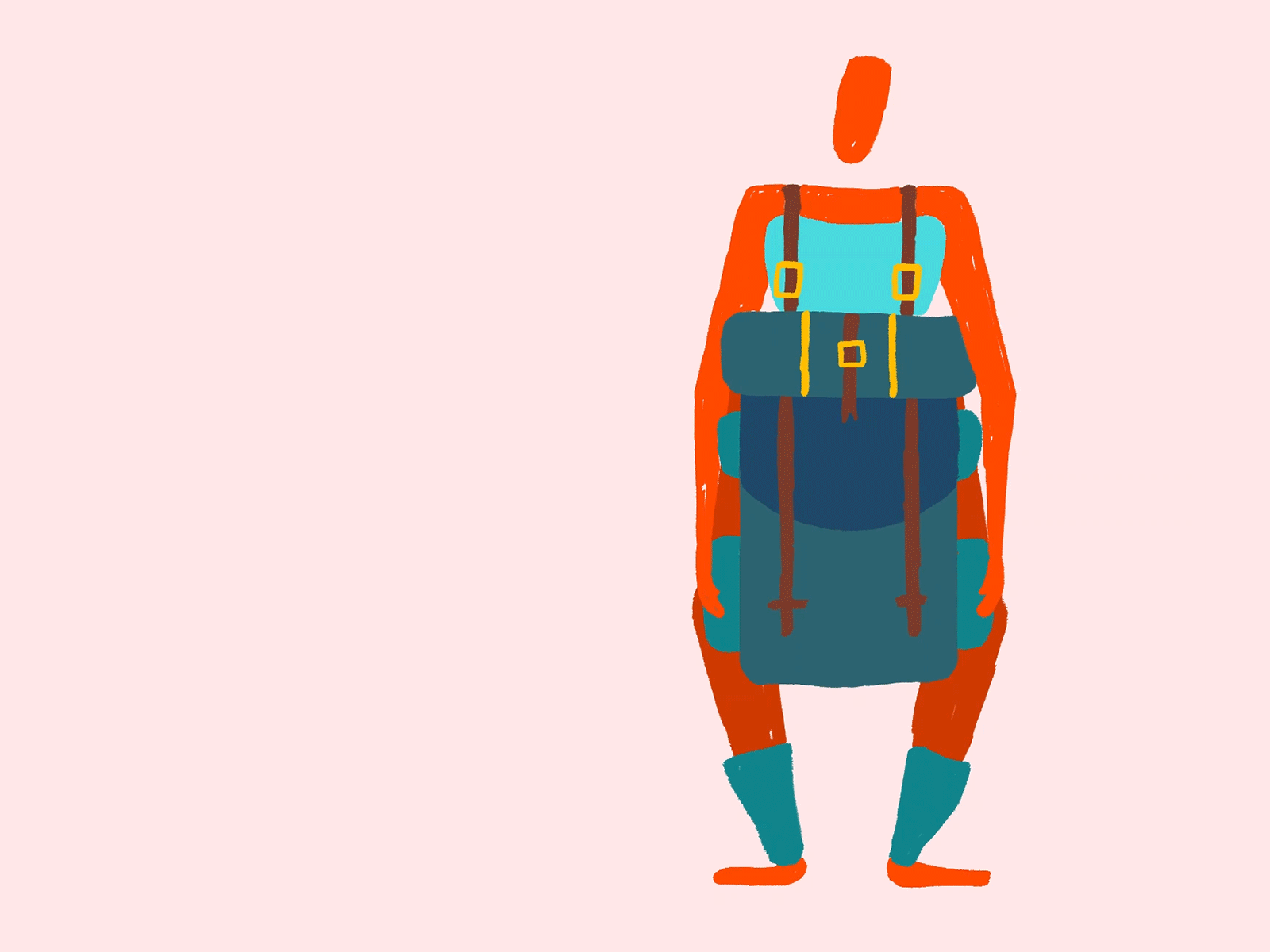 Overweight backpack carrying character animation heavy luggage