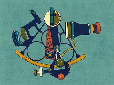Sextant illustration nautical sealing vintage vintage design