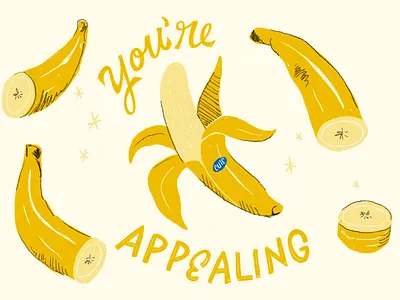 Sunday Punday No. 013 banana food fruit hand lettering illustration lettering procreate pun retro type vintage