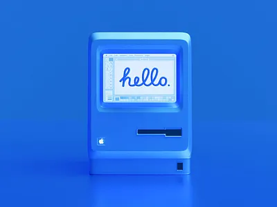 3d Illustration of Apple Macintosh 1984 3d 3d modeling animation apple branding computer design geometric illustration illustrations mac modeling product product design render screen typography ui web design webdesign