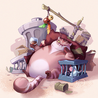 Fat Cat animal cat cg character character design illustration raster