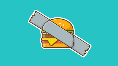 taped burger banana burger fast food fastfood flat icon illustration vector