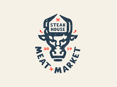 Steak house bull logo meat meat market pork purchases retro steak house supermarket veal