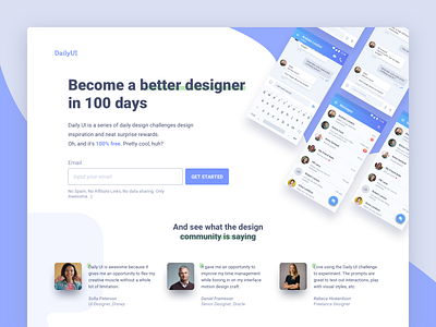 DailyUI Landing page:) clean design e learning ui web