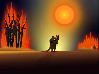 Prayers for Australia ! bushfire design gradient help animals help koalas illustration illustrator kangaroos prayers for the rain vector