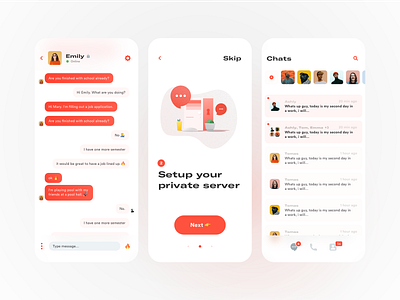 Social App UI Design app call chat color communication design flat flatdesign illustration interface ios message messenger mobile privacy sketch social typography ui ux