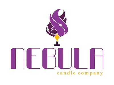 Nebula Candle Company - Logo brand branding candle flame galaxy icon identity logo nebula space star typography