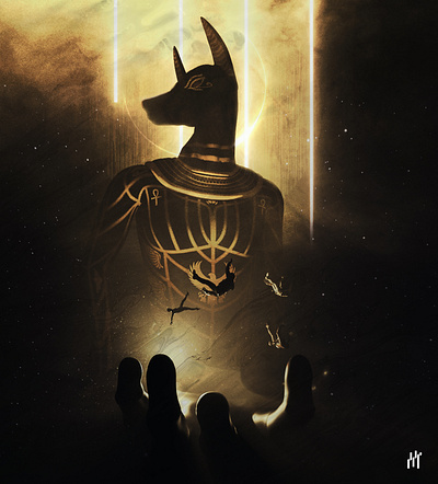 "ANUBIS" Check the Description. c4d design digitalart fantasy art follow graphicdesign illustration light blue octane photoshop space